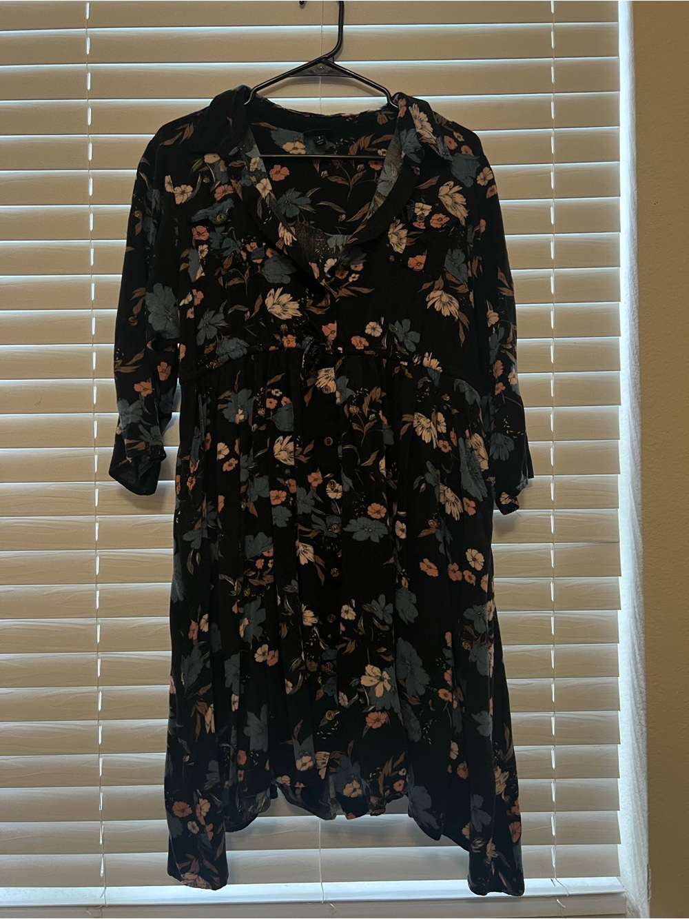 Torrid Black Floral Dress with Blue & Blush Accents